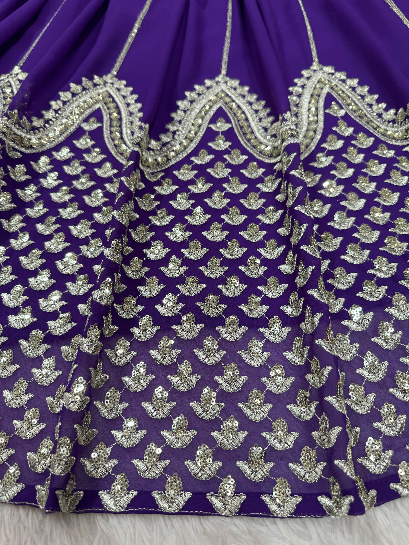 QRC 345 Foux Gorgette Sequnce Surat Designer Lehenga Choli Wholesale Market